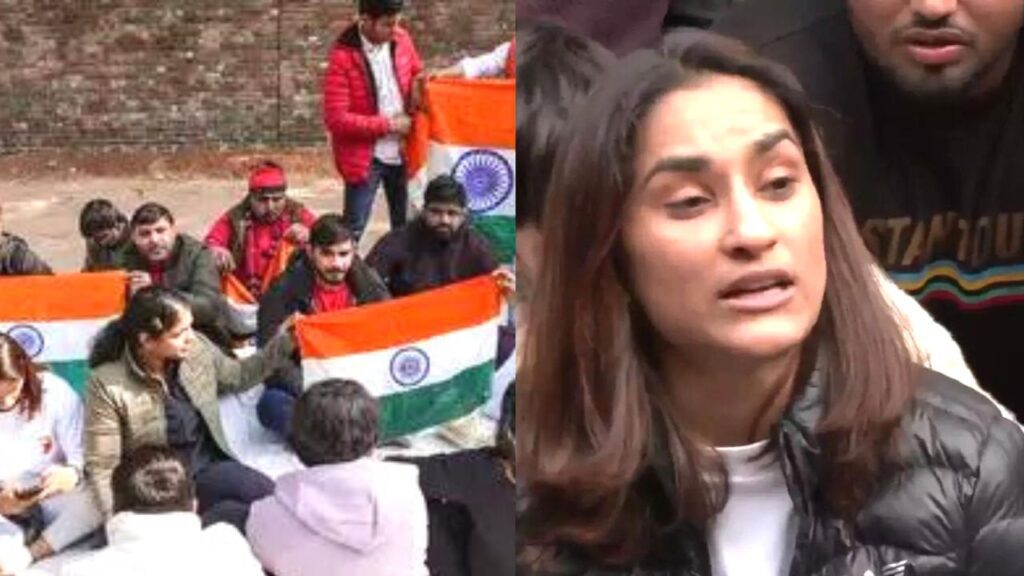 Vinesh phogat Wrestlers Protest(Image source,Google)