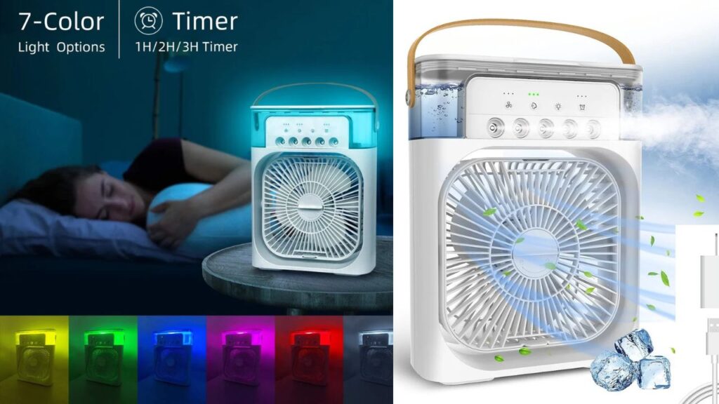 Mini LED Humidifier Cooling Fan